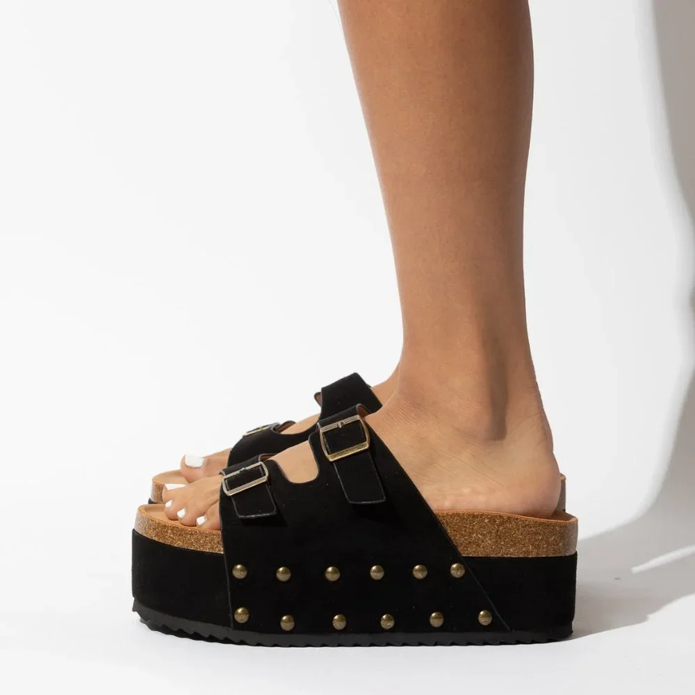 BLACK PLATFORM CLOG SANDAL BIRKEN SANDAL - NON-BRANDED - Picture 6 of 7